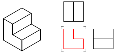 イメージできた形状と、それを正面図として描いた例