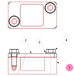（1）ケースの注意点は、ねじと中央に開いた角穴である。