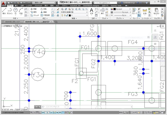 ArchiCADからAutoCADへ書き出した構造図