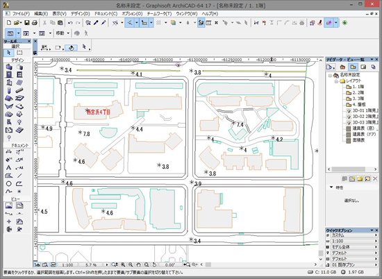 ArchiCADで建物外形線からスラブに変換