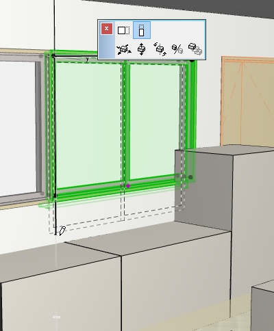 画面上で窓を3次元でつかんで変形したところ