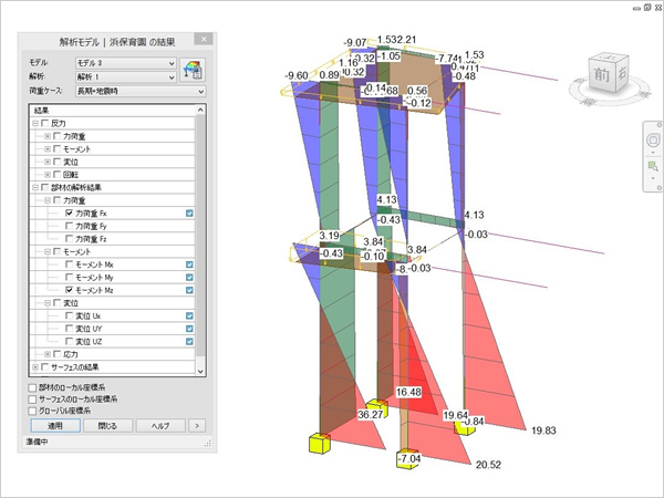 解析結果を3Dビューで表示した画面