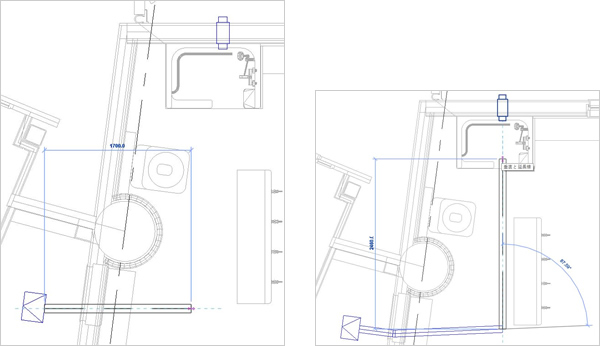 コネクタをドラッグしてダクトを作成した図