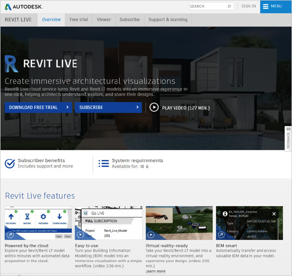 Revit LIVEのWebサイト